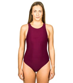 FINIS Girls' Bladeback Solid One Piece Swimsuit -Swimming Equipment Shop 8640553746600 cabernet