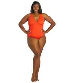 La Blanca Plus Size Island Goddess Multi Strap One Piece Swimsuit 25 La Blanca Plus Size Island Goddess Multi Strap One Piece Swimsuit -Swimming Equipment Shop 8640662241448 paprika 4a