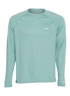 Speedo Active Men's Solid Easy Long Sleeve Swim Shirt -Swimming Equipment Shop 8640677544104 oilblue 1a