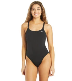 Nike Women's HydraStrong Solid Spider Back One Piece Swimsuit -Swimming Equipment Shop 8640837419176 black