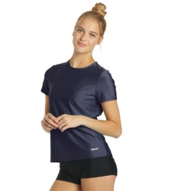 Sporti Women's S/S UPF 50+ Comfort Fit Rash Guard 34 Sporti Women's S/S UPF 50+ Comfort Fit Rash Guard -Swimming Equipment Shop 8641024262312 navy 1a