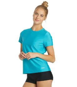 Sporti Women's S/S UPF 50+ Comfort Fit Rash Guard 27 Sporti Women's S/S UPF 50+ Comfort Fit Rash Guard -Swimming Equipment Shop 8641024262312 oceanblue