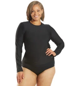 Sporti Women's Plus Size L/S UPF 50+ Comfort Fit Rash Guard 38 Sporti Women's Plus Size L/S UPF 50+ Comfort Fit Rash Guard -Swimming Equipment Shop 8641029636264 black 1a