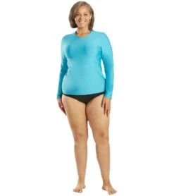Sporti Women's Plus Size L/S UPF 50+ Comfort Fit Rash Guard 25 Sporti Women's Plus Size L/S UPF 50+ Comfort Fit Rash Guard -Swimming Equipment Shop 8641029636264 oceanblue 4a