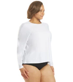 Sporti Women's Plus Size L/S UPF 50+ Comfort Fit Rash Guard 31 Sporti Women's Plus Size L/S UPF 50+ Comfort Fit Rash Guard -Swimming Equipment Shop 8641029636264 white 2a