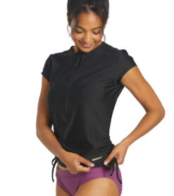 Sporti Women's Cap Sleeve Front Zip UPF 50+ Rash Guard 12 Sporti Women's Cap Sleeve Front Zip UPF 50+ Rash Guard -Swimming Equipment Shop 8641036157096 black 4a