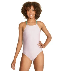 Speedo Women's Solid Tie Back One Piece Swimsuit -Swimming Equipment Shop 8641118568616 lilacsachet