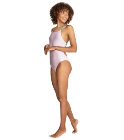 Speedo Women's Solid Tie Back One Piece Swimsuit -Swimming Equipment Shop 8641118568616 lilacsachet 4a