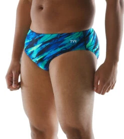 TYR Men's Vitric Racer Brief Swimsuit -Swimming Equipment Shop 8641188004008 bluegreen