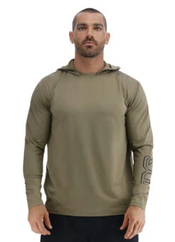 TYR Men's SunDefense Long Sleeve Hooded Swim Shirt 41 TYR Men's SunDefense Long Sleeve Hooded Swim Shirt -Swimming Equipment Shop 8641236304040 duskygreen