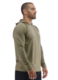 TYR Men's SunDefense Long Sleeve Hooded Swim Shirt 35 TYR Men's SunDefense Long Sleeve Hooded Swim Shirt -Swimming Equipment Shop 8641236304040 duskygreen 2a