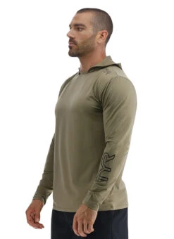 TYR Men's SunDefense Long Sleeve Hooded Swim Shirt 38 TYR Men's SunDefense Long Sleeve Hooded Swim Shirt -Swimming Equipment Shop 8641236304040 duskygreen 5a