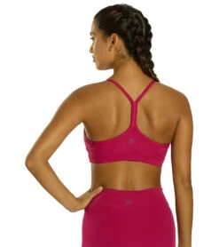 Everyday Yoga Delight Solid Racer Back Sports Bra -Swimming Equipment Shop 8641266843816 plumberry 1a