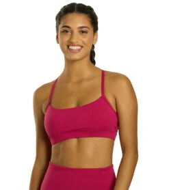 Everyday Yoga Delight Solid Racer Back Sports Bra -Swimming Equipment Shop 8641266843816 plumberry 2a