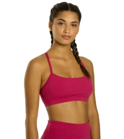 Everyday Yoga Delight Solid Racer Back Sports Bra -Swimming Equipment Shop 8641266843816 plumberry 3a