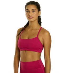 Everyday Yoga Delight Solid Racer Back Sports Bra -Swimming Equipment Shop 8641266843816 plumberry 4a