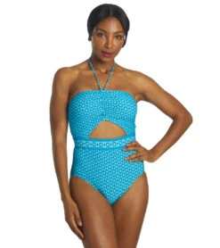 Michael Kors Women's Geo Print Bandeau Cut Out One Piece Swimsuit -Swimming Equipment Shop 8641308098728 2t