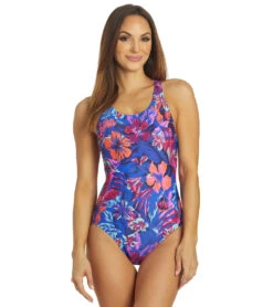 EQ Swimwear Women's Tahitian Floral Harmony X-Long Torso One Piece Swimsuit -Swimming Equipment Shop 8641355382952 2t