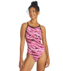 Sporti HydroLast Flash Thin Strap One Piece Swimsuit (26-40) -Swimming Equipment Shop 8641390248104 pink 1a