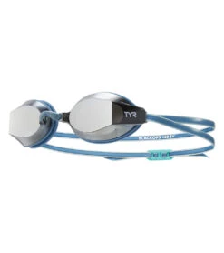 TYR Black Ops 140 EV Racing Mirrored Femme Fit Goggle -Swimming Equipment Shop 8641445494952 silvertealblue 1a