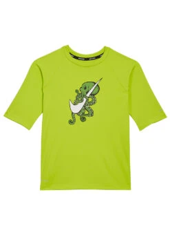 Nike Boys' Octologo Short Sleeve Hydroguard (Big Kid) -Swimming Equipment Shop 8641572077736 atomicgreen