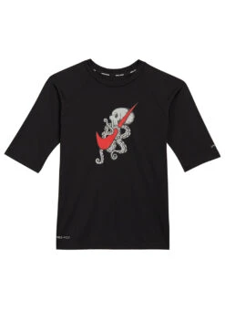 Nike Boys' Octologo Short Sleeve Hydroguard (Big Kid) -Swimming Equipment Shop 8641572077736 black 1a