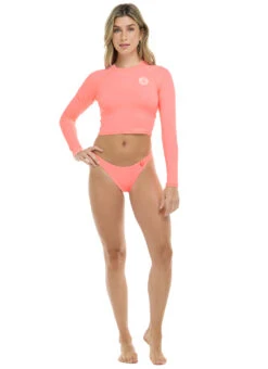 Body Glove Women's Smoothie Let It Be Long Sleeve Crop Rash Guard -Swimming Equipment Shop 8641576304808 coral 4a