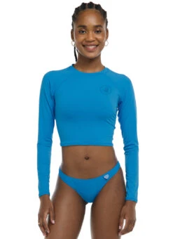 Body Glove Women's Smoothie Let It Be Long Sleeve Crop Rash Guard -Swimming Equipment Shop 8641576304808 wave