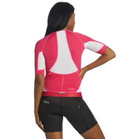 Louis Garneau Women's Sprint Short Sleeve Tri Jersey -Swimming Equipment Shop 8641685127336 darkpinkblack 3a