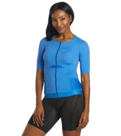 Louis Garneau Women's Sprint Short Sleeve Tri Jersey -Swimming Equipment Shop 8641685127336 sandblue 4a