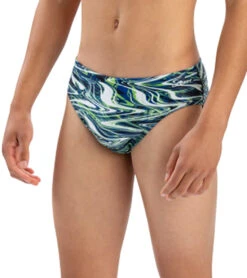 Dolfin Men's Reliance Jet Stream All-Over Print Racer Brief Swimsuit -Swimming Equipment Shop 8641793261736 jetstreambluegreen 1a