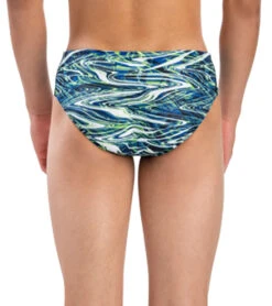 Dolfin Men's Reliance Jet Stream All-Over Print Racer Brief Swimsuit -Swimming Equipment Shop 8641793261736 jetstreambluegreen 2a