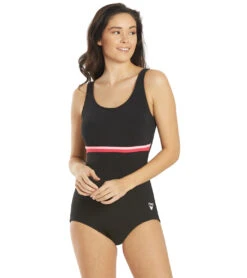 FINZ Women's Conservative Splice One Piece Swimsuit -Swimming Equipment Shop 8641830518952 blackpink 1a