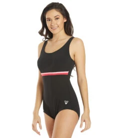 FINZ Women's Conservative Splice One Piece Swimsuit -Swimming Equipment Shop 8641830518952 blackpink 5a