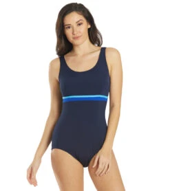 FINZ Women's Conservative Splice One Piece Swimsuit -Swimming Equipment Shop 8641830518952 navyblue 1a