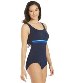 FINZ Women's Conservative Splice One Piece Swimsuit -Swimming Equipment Shop 8641830518952 navyblue 2a