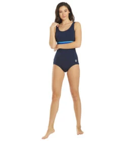 FINZ Women's Conservative Splice One Piece Swimsuit -Swimming Equipment Shop 8641830518952 navyblue 4a