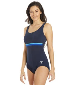 FINZ Women's Conservative Splice One Piece Swimsuit -Swimming Equipment Shop 8641830518952 navyblue 5a