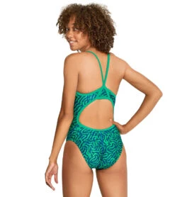Speedo Women's Race Maze Flyback One Piece Swimsuit -Swimming Equipment Shop 8641886126248 bluegreen 3a