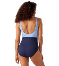 Tommy Bahama Women's Island Cays Colorblock Wrap Front One Piece Swimsuit -Swimming Equipment Shop 8641972142248 bluemondayheatherrev 2a