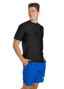 Sporti Men's S/S UPF 50+ Relax Fit II Swim Shirt -Swimming Equipment Shop 8641987346600 black 2a