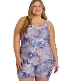 Sporti Plus Size Unitard Jungle Floral One Piece Swimsuit