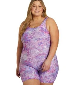 Sporti Plus Size Unitard Jungle Floral One Piece Swimsuit -Swimming Equipment Shop 8642403729576 violet 1a