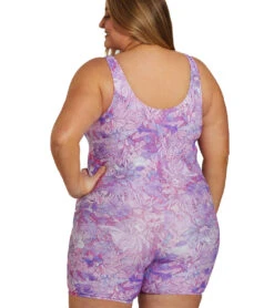 Sporti Plus Size Unitard Jungle Floral One Piece Swimsuit -Swimming Equipment Shop 8642403729576 violet 4a