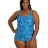 Sporti Plus Size HydroLast Spring Garden Chlorine Resistant Conservative Scoop Back One Piece Swimsuit