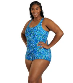 Sporti Plus Size HydroLast Spring Garden Chlorine Resistant Conservative Scoop Back One Piece Swimsuit -Swimming Equipment Shop 8642409136296 springgarden 3a