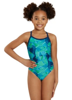 Sporti Fractalicious Thin Strap One Piece Swimsuit (22-40) -Swimming Equipment Shop 8642624979112 bluegreen 1a y