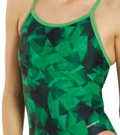 Sporti Fractalicious Thin Strap One Piece Swimsuit (22-40) -Swimming Equipment Shop 8642624979112 green 4a