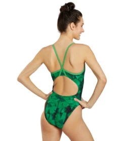 Sporti Fractalicious Thin Strap One Piece Swimsuit (22-40) -Swimming Equipment Shop 8642624979112 green 5a