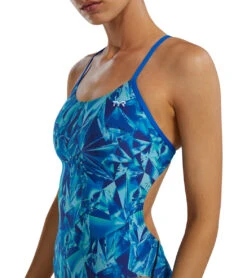 TYR Women's Crystalized Durafast Elite Cutoutfit One Piece Swimsuit -Swimming Equipment Shop 8644261478568 bluegreen 5a